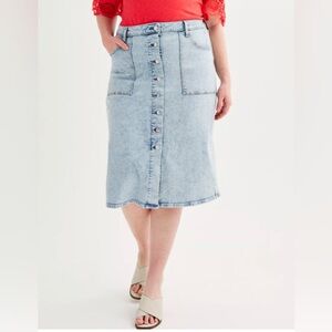 NEW Sonoma Goods For Life Button Fly Midi Denim Jean Skirt